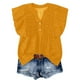 thumbnail image 1 of Tops de Color Sólido para las Mujeres Blusas de Cuello en V Manga Corta Plisada, Botón de Moda Casual, 1 of 7