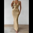 thumbnail image 4 of Conjunto de Dos Piezas para Mujer: Top con Cuello Halter y Falda con Frontal, Conjunto de Verano. Caqui XL, 4 of 10