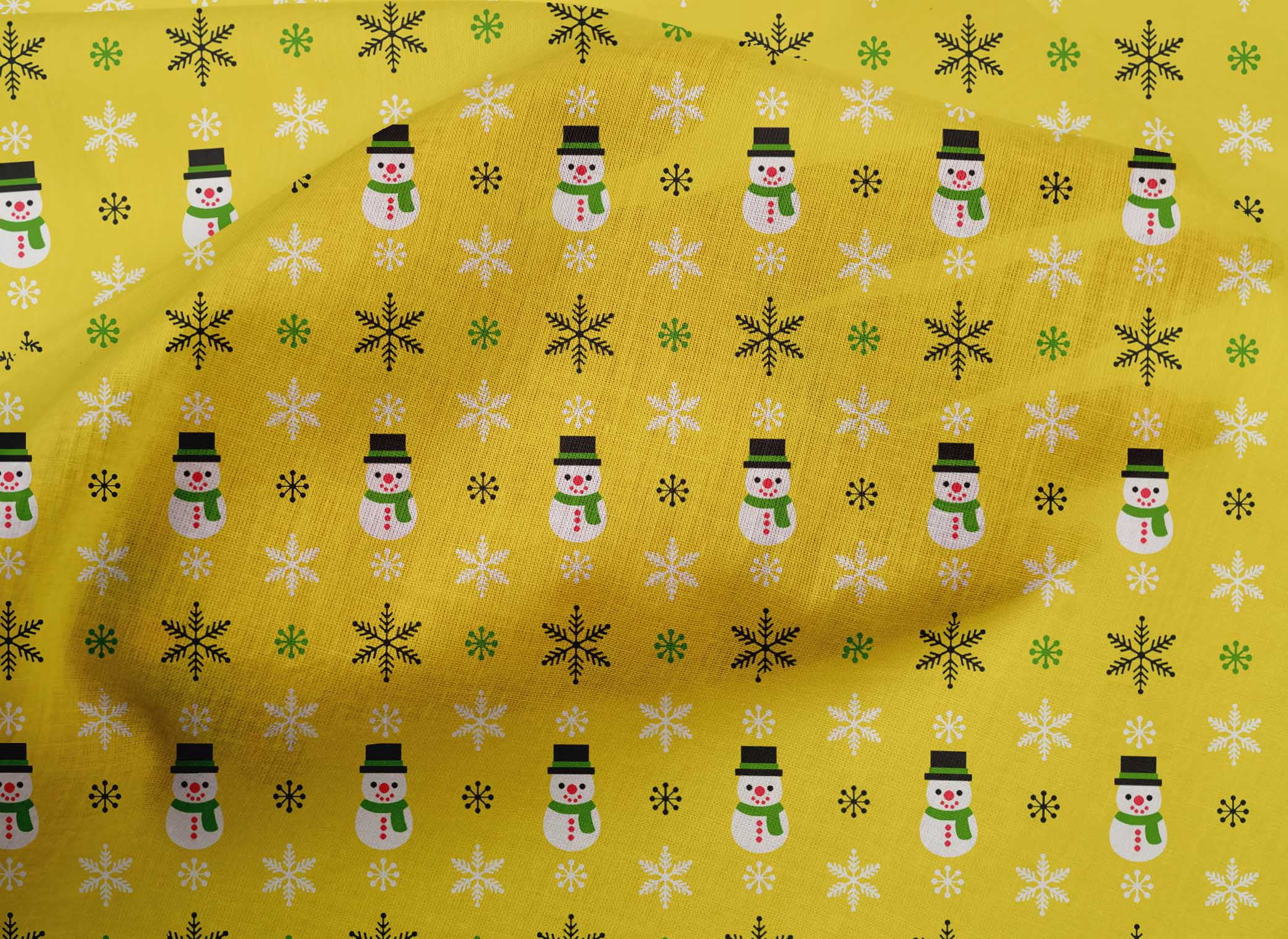 oneOone Cotton Poplin Yellow Fabric Merry Christmas Sewing Material Print Fabric By The Yard 42 Inch Wide-478