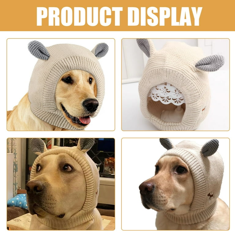 Knitted Dog Hat Pet Ears Warm Hat Dog Ear Cover Winter Hat Dog
