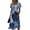 Blue, variant on Vibrant Tropical Hibiscus Print Wrap Dress for Women - V-Neck Short Sleeve High Waist A-Line Midi Summer Beach Vacation Gown, Flowy Boho Holiday Party Dress with Cinched Waist Hot Pink S