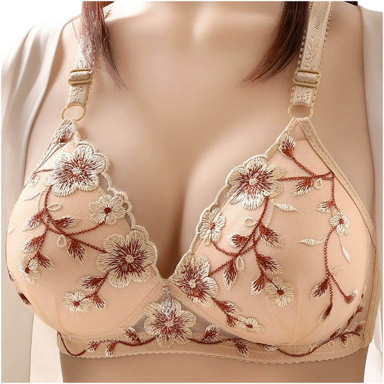 Bigersell Women's Classic T-Shirt Bra Woman Ladies Bra without Underwires  Vest Large Lingerie Bras Embroidered Everyday Bra Tall Size Female Wireless