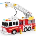 thumbnail image 1 of JOYIN Camión de bomberos extra grande para niños y niñas con escalera de 33 pulgadas, luces, sirenas y botones realistas, motor de camión de bomberos grande para niños mayores de 3 años, regalo de cum, 1 of 5