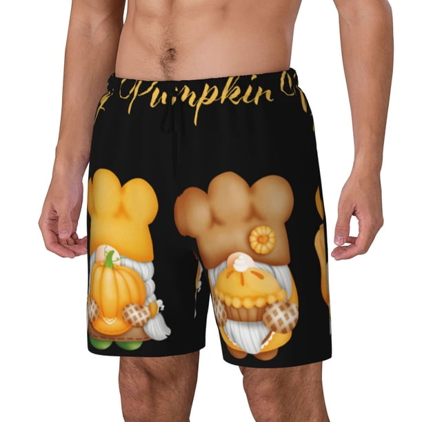 Balery Pumpkin Pie Gnome Bañador para hombre, shorts de playa de secado rápido con entrepierna y forro de compresión-3X-Large