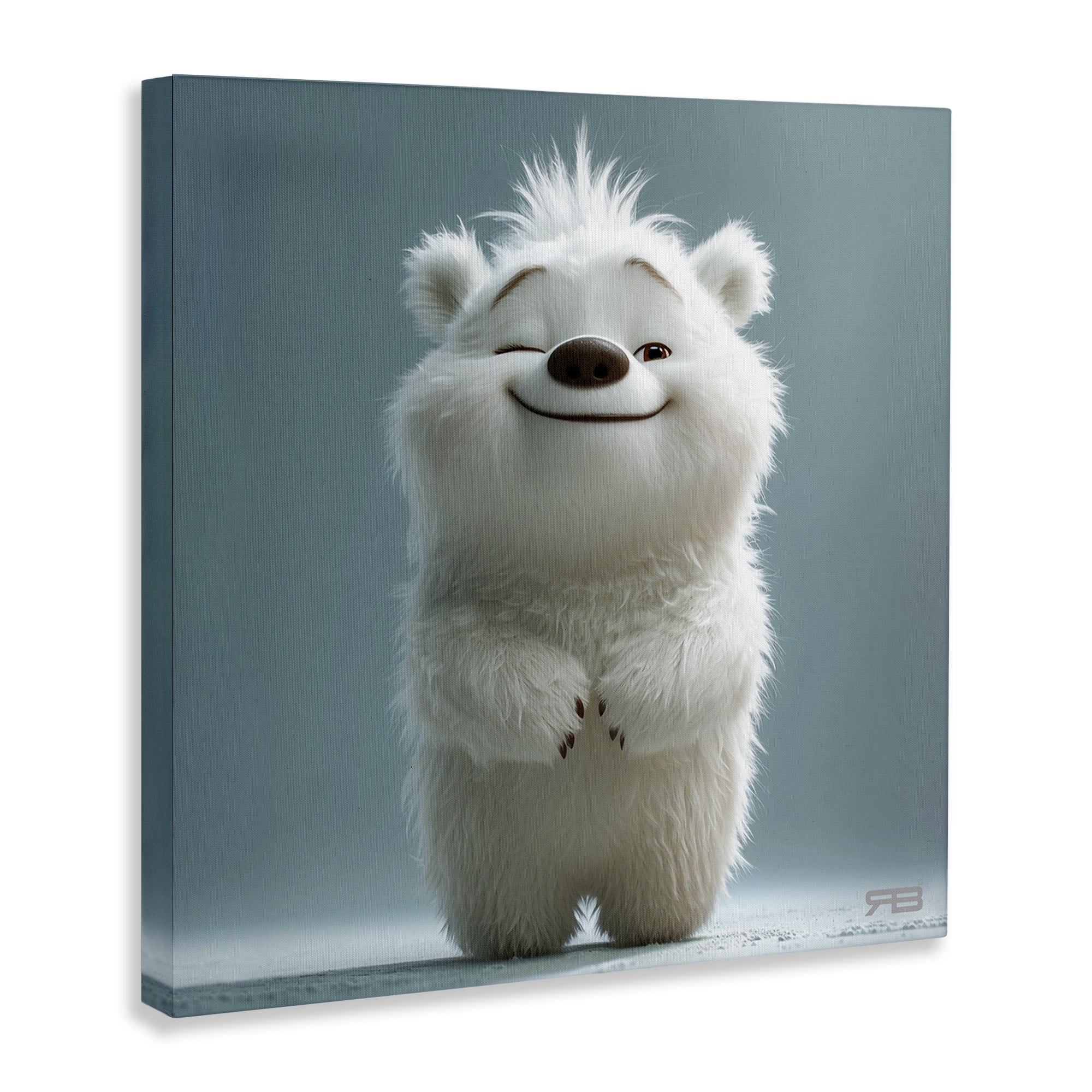 Stupell Industries Smiling Polar Bear Cub Animals Painting Wrapped Canvas Art Print Wall Art, 36 x 36