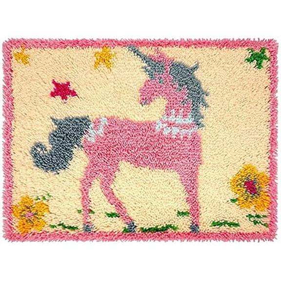 Latch Hook Rug Kits for Kids Adults DIY Craft Cushion Crochet Carpet Rug Making Kits Embroidery Cross Stitch Hook Kits with Gift Box 62×42cm/24.4*16.5in