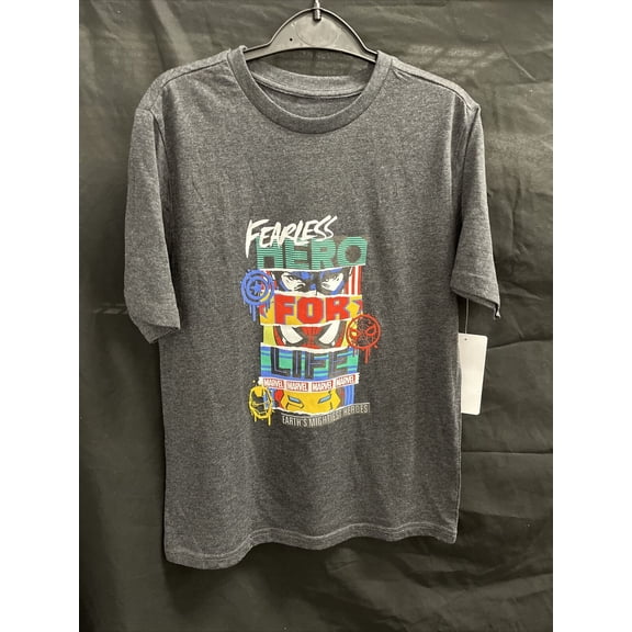 Marvel Heroes Youth T-Shirt Charcoal Heather Size Large