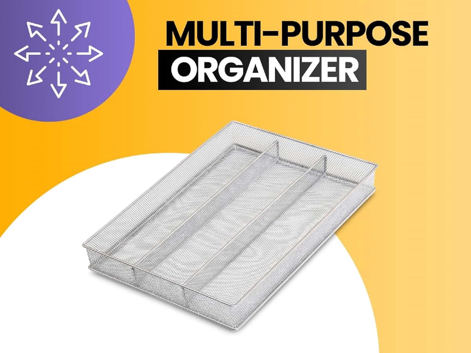 YBM Home Wire Mesh Silver Drawer Organizer for Silverware and Gadgets