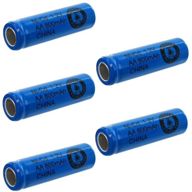 5pc AA 1.2V 800mAh NiCd Rechargeable Flat Top Assembly Cell Batteries