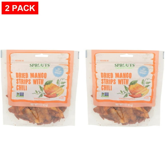 Sprouts No Sugar Added Dried Mango Strips With Chili 3 oz (Pack of 2)