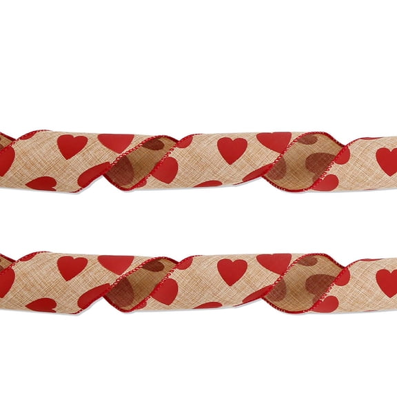 Valentine's Day Ribbon Love Print Imitation Hemp Ribbon Wedding Qixi Party Decoration Peach Heart Bow Ribbon