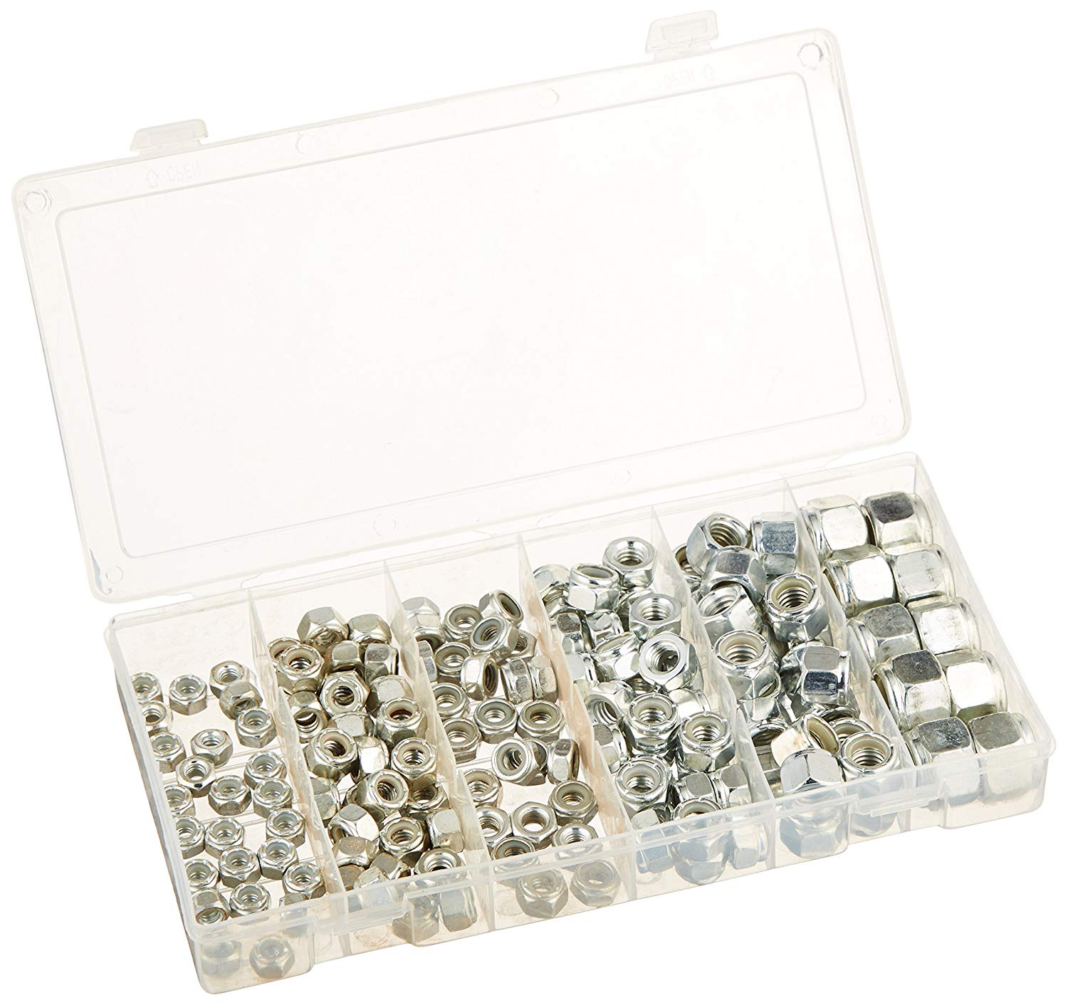 50432A Nylon Lock Hex Nut Assortment Kit, 150 Pieces SAE Sizes