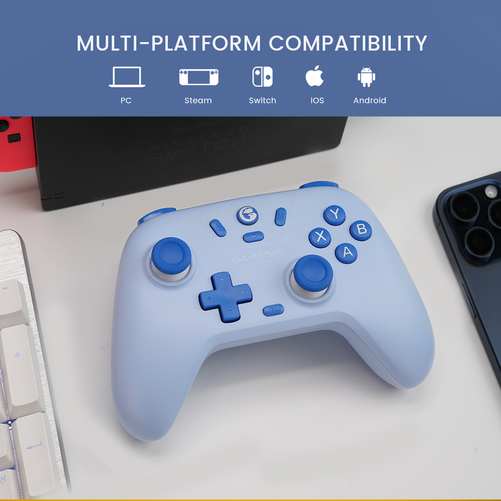 GameSir Nova Lite Controlador Inalámbrico 2.4g para PC Windows, iPhone, Android, Switch2, Switch y Steam Deck, Gamepad Bluetooth con Gatillo Hall Effect, Turbo, Vibración (Gris) 7