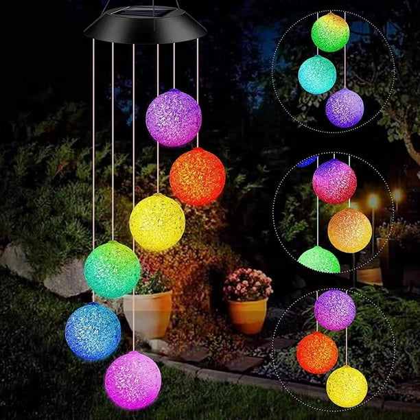 Carillon éolien solaire à LED lumière présente spirale Spinner couleur  changeante lampe de jardin étanche extérieur décoratif romantique pour  patio cour jardin avec crochet (rond) 
