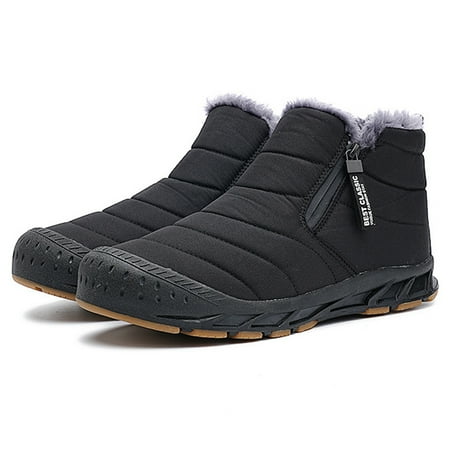 

Yucurem Fur Lined Snow Boots Short Shaft Boots Lightweight Men for Winter (Black 37)