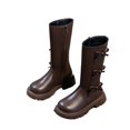 thumbnail image 4 of Willtoo Girls Bow Knee-High Boots With Zipper Fashionable Round Toe Soft Lug Sole Non-Slip Cute Mid-Calf Boots Casual Walking Shoes, 4 of 4