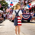 thumbnail image 7 of Likimi Toddler Kids Girls Suspenders Dress For Independence Day Square Neck Sleeveless Patriotic Printed Summer Fashionable Dresses Blue Size 8-9 Years, 7 of 7