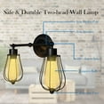 thumbnail image 3 of Costway Vintage Industrial Retro Edison Wall Sconce Light Lamp Wire Caged 2-light Bulb, 3 of 10