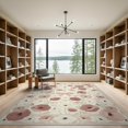 thumbnail image 2 of ODIKA 9'x12' Washable Area Rug Round Petal Motif Featuring Central Bow Design And Blush Trim for Great Room, Indoor Concept, Large Living Low Pile, Flatwoven, 2 of 7