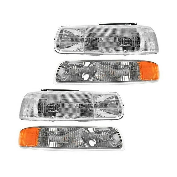 Headlight Assembly and Parking Light Kit 4 Piece - Compatible with 2000 - 2006 Chevy Suburban 1500 2001 2002 2003 2004 2005