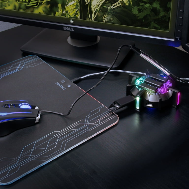 ENHANCE Gaming Mouse Bungee フレキシブルアームによるコード管理用2.0 USBハブ (ブルー) qqffhab Amazon | ENHANCE Gaming Mouse Bungee フレキシブルアームによる
