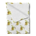 thumbnail image 2 of Banana Soft Flannel Fleece Throw Blanket, Abstract Pattern of Vintage Peeled Dotted Fruit Print, Cozy Plush for Indoor and Outdoor Use, 70" x 90", Yellow Orange, by Ambesonne, 2 of 5