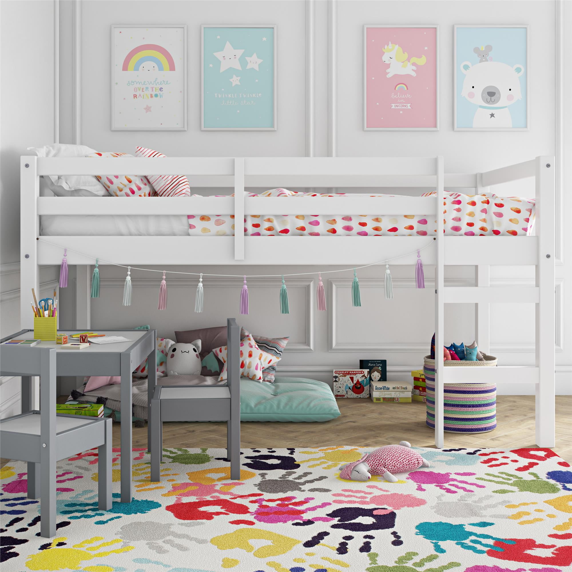 Details about   Dorel Living Bunk Bed Loft Style Twin White Traditional Wood Furniture DL2906WDC 