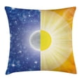 thumbnail image 1 of Apartment Decor Throw Pillow Cushion Cover, Split Design with Stars in the Sky and Sun Beams Light Solar Balance Image, Decorative Square Accent Pillow Case, 24 X 24 Inches, Blue Yellow, by Ambesonne, 1 of 2