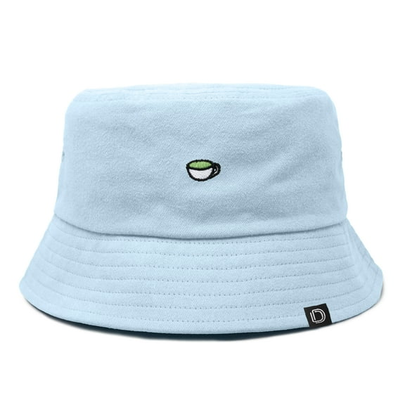 Dalix Lil Matcha Embroidered Cotton Summer Food Outdoor Bucket Hat Womens in Forever Blue L Large