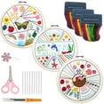 thumbnail image 2 of POINTERTECK Embroidery Starter Kit Colorful Ergonomic Cross Stitch Kit with 3x Embroidery Cloth 1x Embroidery Hoop 9x Needles 3x Colorful Threads 1x Scissors 1x Threading Tool for Adults, 2 of 6