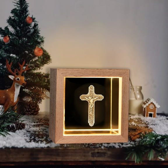 Christmas Crystal Night Light - USB Powered Wooden Bedside Lamp with Reindeer Design, Holiday Decor Gift, Opening Season Souvenir, Warm Light for Home Office