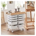 thumbnail image 2 of 10-Drawer Rolling Storage Cart, Storage Cart with Wooden , Lockable Wheels and Handles, Art Cart Supply Storage Organizer with Metal Frame for Home Office Classroom, White, 2 of 8