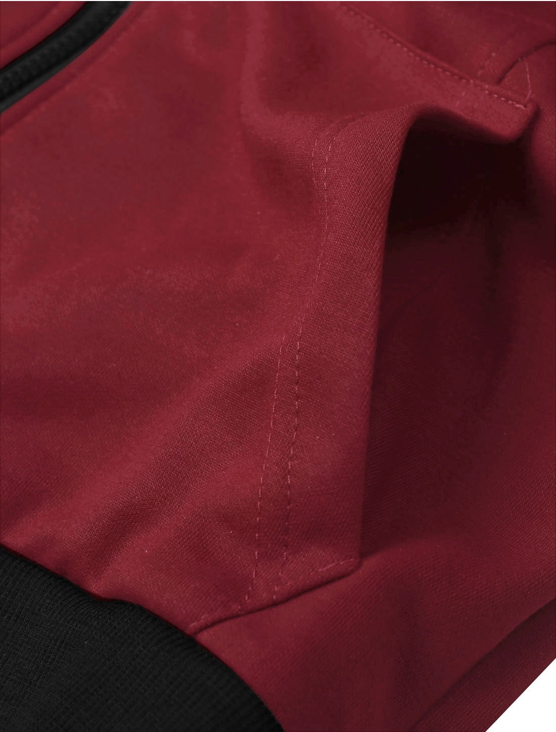 Unique Bargains Men's Sleeveless Zip Up Drawstring Hooded Vest 46 Burgundy