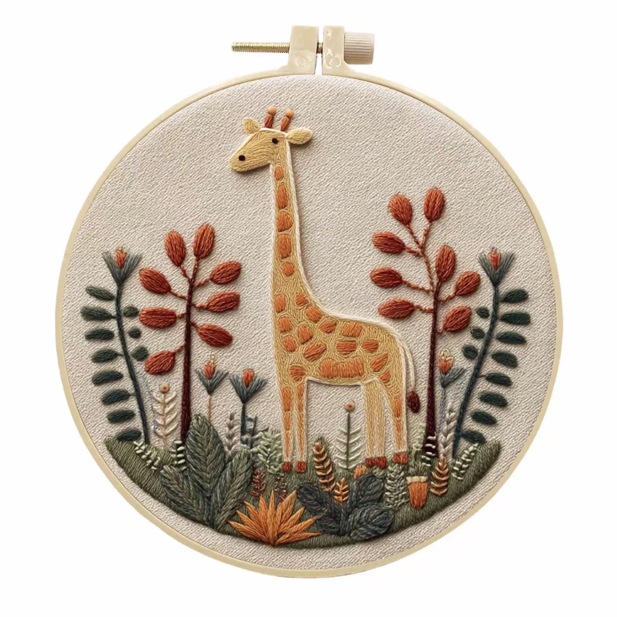 4 Pack Giraffe Embroidery Kits for Adults Beginners Cute Cartoon Animal Needlepoint DIY Hoop Art Craft Set