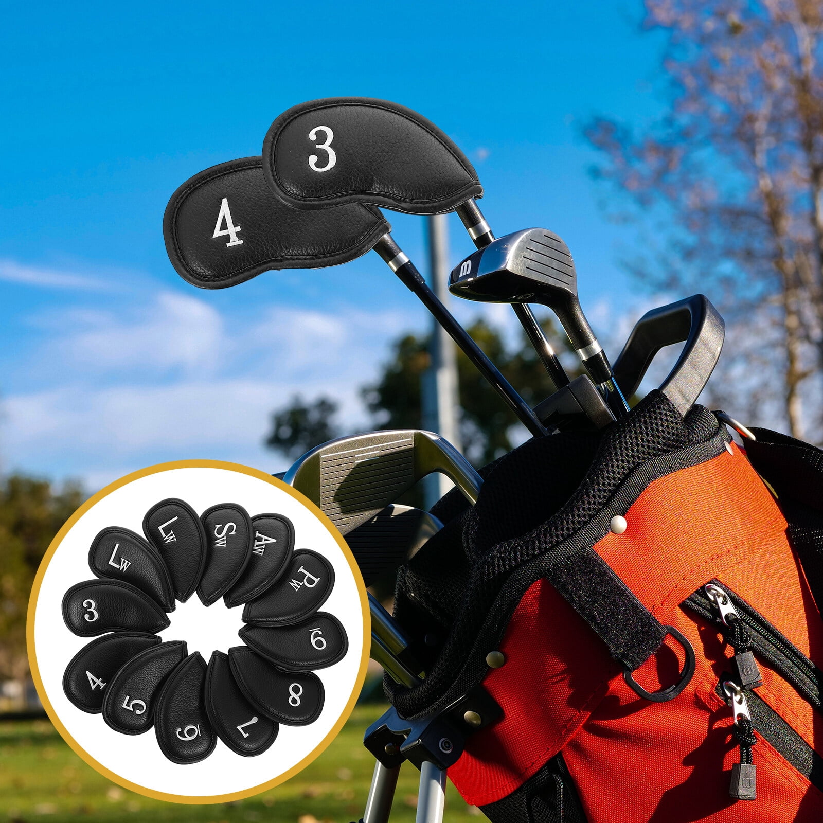 ELAYARD 12Pcs Professional Golfing Cue Covers Black Rod Protector Sleeve