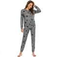 thumbnail image 3 of Womens Pajama Set Long Sleeve Sleepwear Star Print Nightwear Soft Pjs Lounge Sets with Pockets, 3 of 10