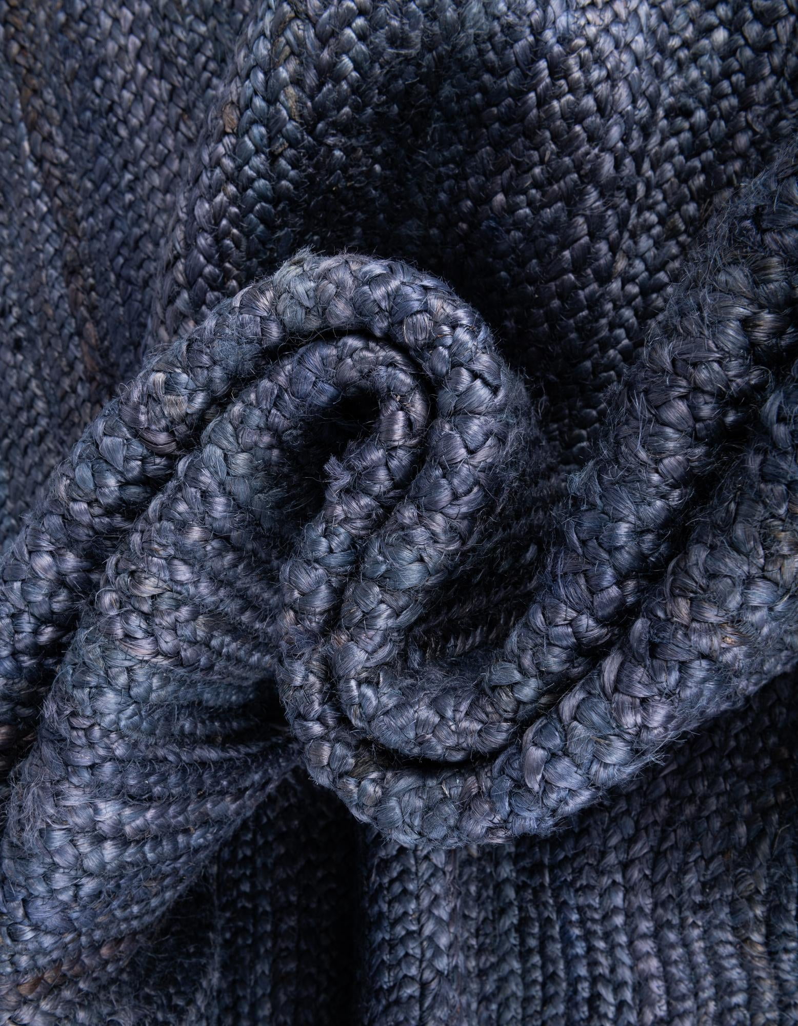Unique Loom Braided Jute Collection Area Rug - Dhaka (5' 1" Round Navy Blue)