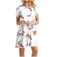 thumbnail image 1 of SMihono Robe d'Été Grande Taille pour Femmes 2023 Décontractée Unie Ample à Manches Courtes Robe Ample Robe à Imprimé Floral Robe à Imprimé Tournesol, 1 of 4