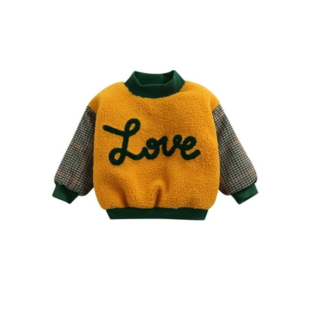 

Kiapeise Toddler Fleece Sweatshirt Fall Winter Long Sleeve Pullover Warm Faux Fur Outerwear Tops