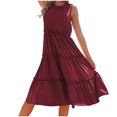 thumbnail image 2 of Robes pour Femmes 2023 Mode Féminine Col Rond Couleur Unie Robe Décontractée Ample Robe de Soirée pour Femmes Élégante Élégante en Solde, 2 of 5