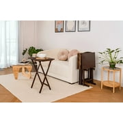Mainstays 5-Piece Rubberwood Folding TV Tray Table Set of 4 with Storage Rack, Walnut