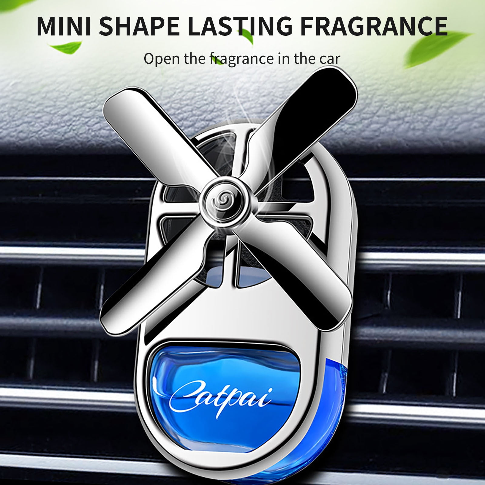 Weloille Rotating Car Aromatherapy Diffuser, 4ml Natural Essential Oil Air Freshener with Windmill Design, ABS Plastic for Vehicle Fragrance,