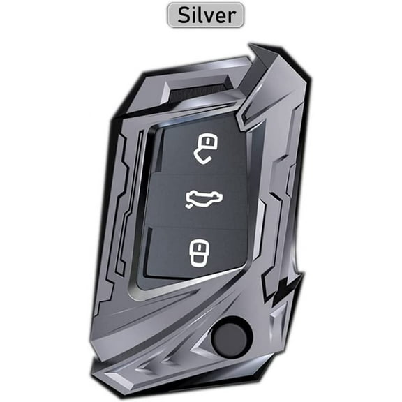 Autek for VW Key Fob Cover Case Protector Fit for VW Volkswagen 2016-2017 Golf Polo GTI 2018 2019 Tiguan Keyless Entry Remote with Key Chain (Silver)