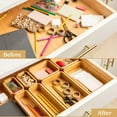 thumbnail image 6 of 8-Piece Bamboo Kitchen Drawer Organizer Set - Multi-Use Storage Box for Bathroom, Nightstand, Jewelry, Cutlery, Knife, Spice, Towel, Junk Drawer Tray, 6 of 6