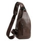 thumbnail image 2 of Bolso bandolera de cuero para hombre y mujer | Bandolera con puerto USB y orificio para auriculares | Mochila impermeable para senderismo, camping, viajes y escuela, 2 of 7