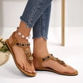 thumbnail image 5 of Rokment Womens Bohemian Flip Flops Dress Flat Thong Sandals Ethnic Beach Summer Flower Comfortable Low Heel Slingback Walking Shoes for Vacation Brown Size 6.5, 5 of 7