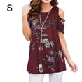 thumbnail image 4 of Sonducket Camiseta de mujer Top con estampado bohemio Top con estampado en frío Blusa de manga corta con hombros descubiertos Prendas para la parte del cuerpo Vino rojo S Sonducket AP003084-01, 4 of 6