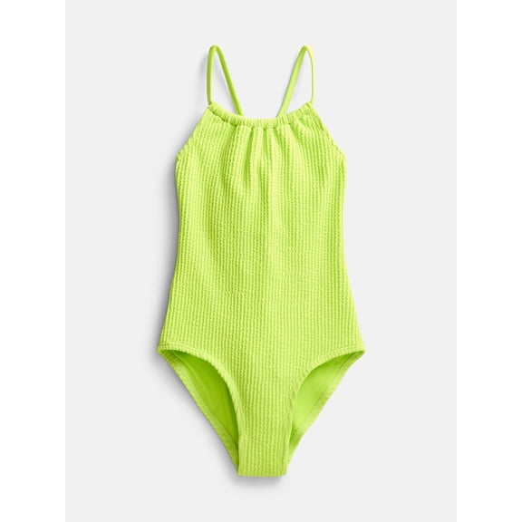 Wonder Nation Girls Cross Back Popcorn One Piece Swimsuit, Sizes XS-XL