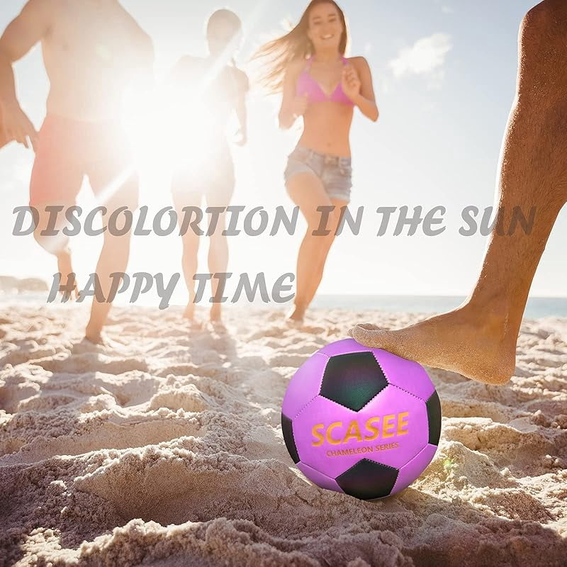 Glow Soccer Ball-Flash Holographic Reflective and Leather Size 4 & Size 5 Soccer Balls (Adult/PRO)-Discoloration in The Sun-Gifts for Men Women Indoor Outdoor Soccer Training