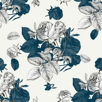 MuralsPrint Candia Navy Florals Removable wallpaper - 10'ft H x 24''inch W